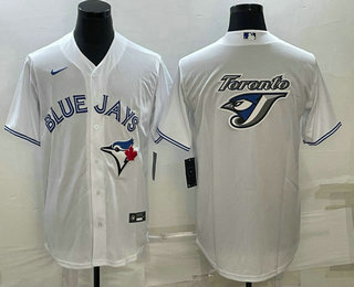 Men%27s Toronto Blue Jays Big Logo White Stitched MLB Cool Base Nike Jersey